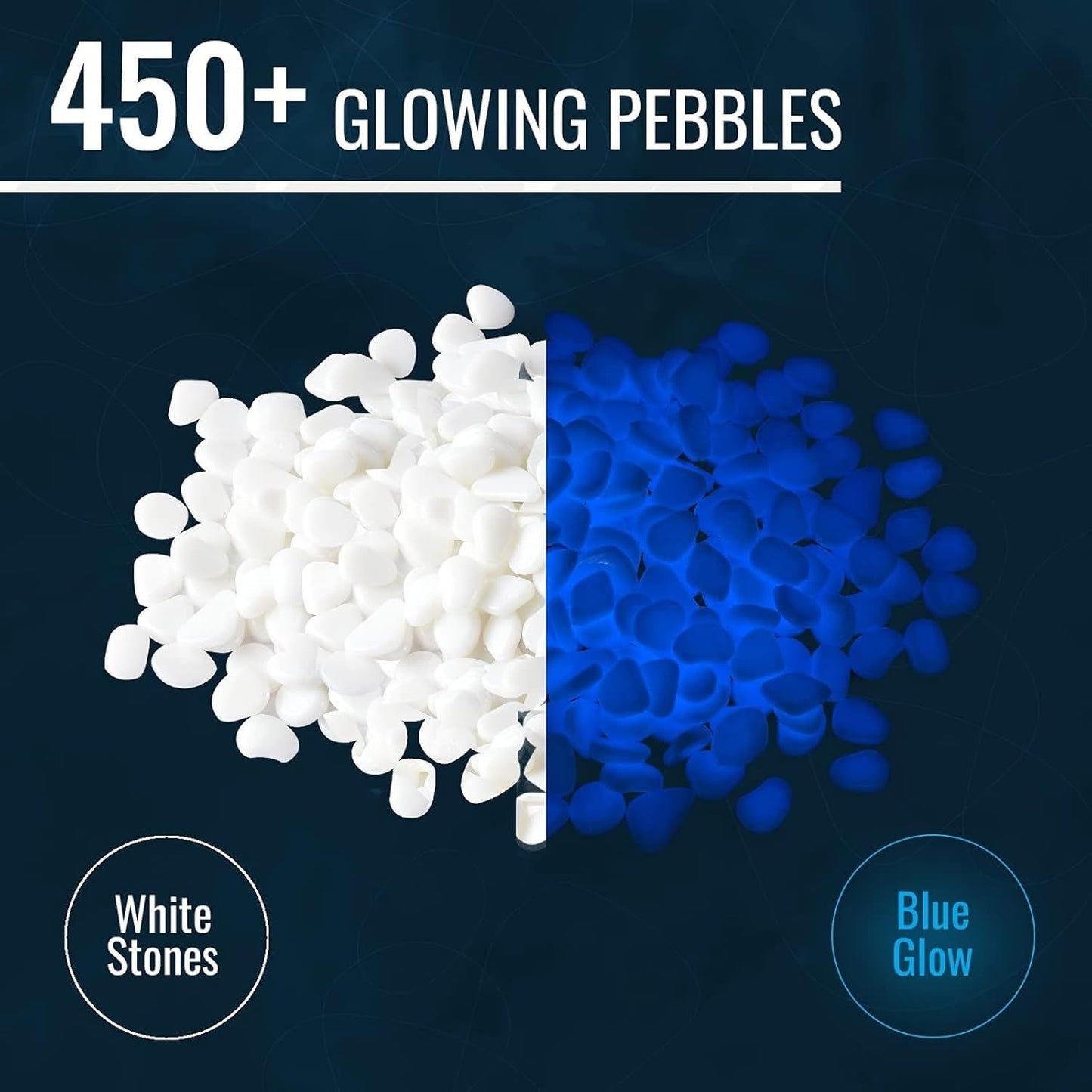 Graham Products Glow in the Dark Stones - 450 Pcs for Garden & Aquarium (White)