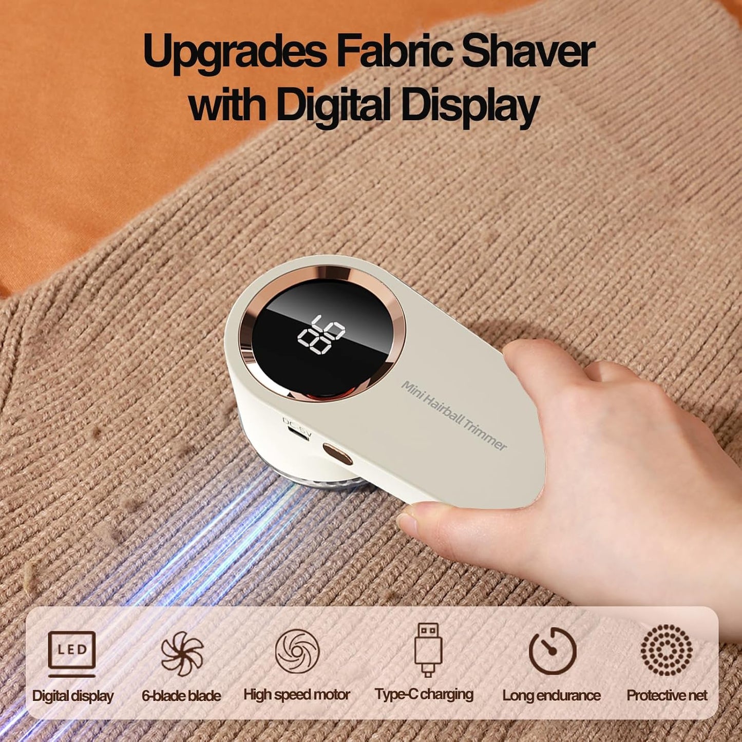 Rechargeable Fabric Shaver & Lint Remover with LED Display