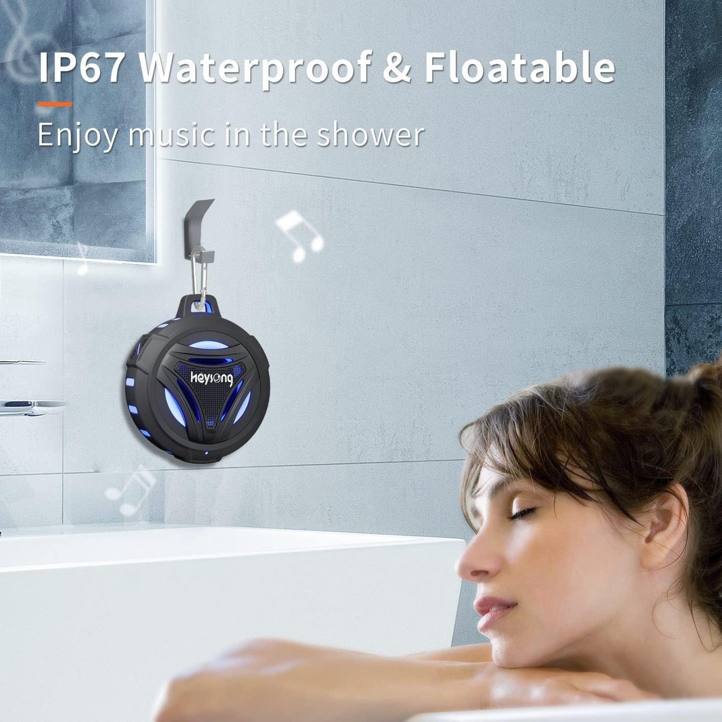 HEYSONG Waterproof Bluetooth Speaker | 36H Playtime, LED Lights, Deep Bass, IP67