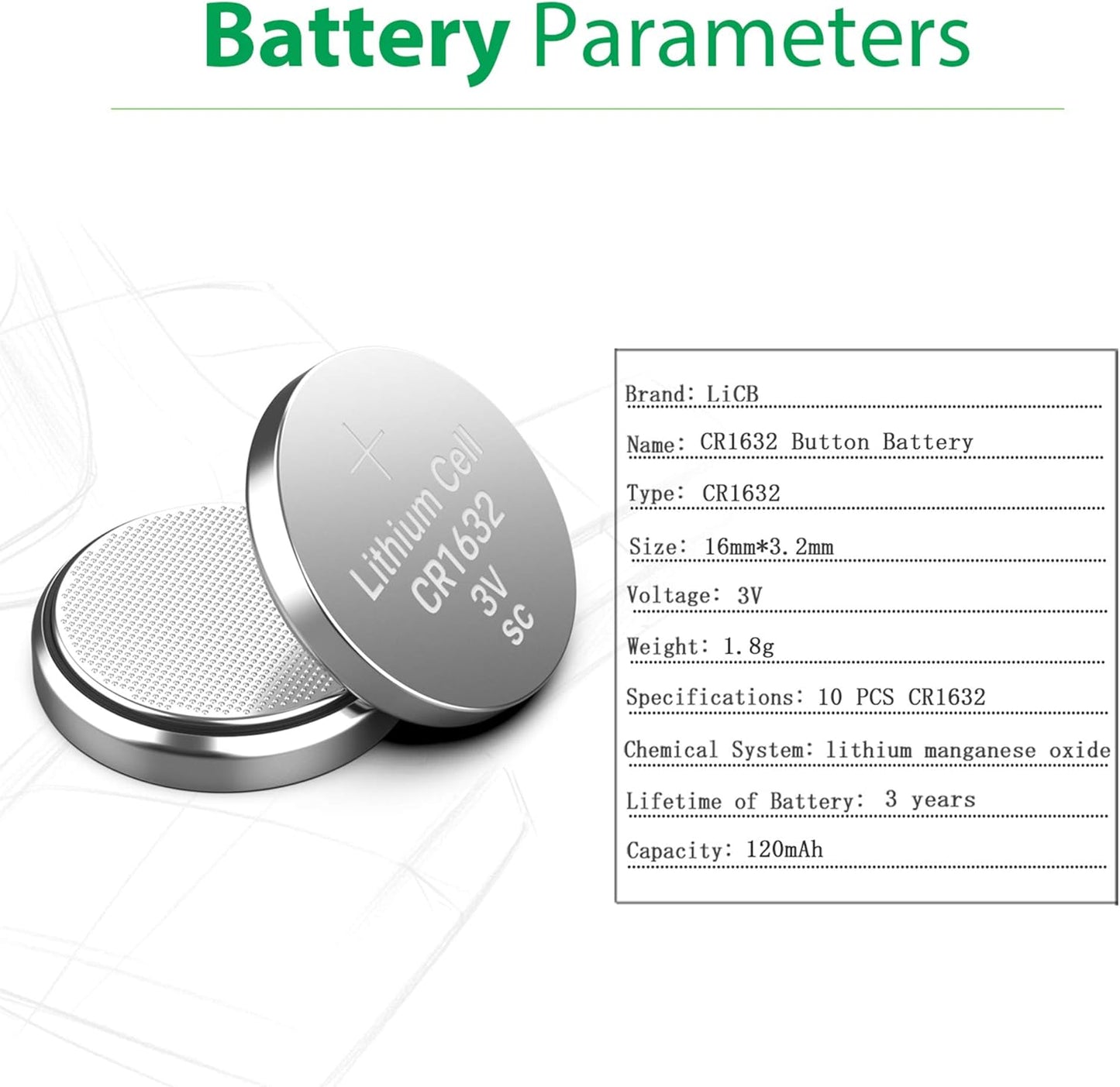 LiCB 15PCS (5pcs Pack) of CR1632 3V Lithium Batteries CR 1632