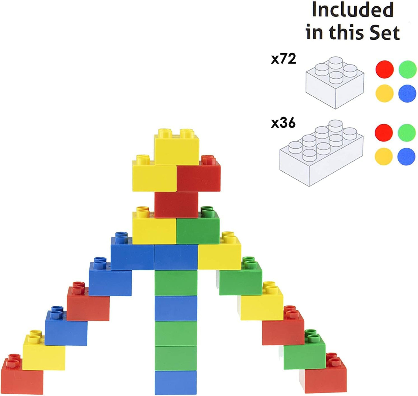 Large Building Block Set, 108 Pieces, Compatible with Major Brands, for Ages 3+