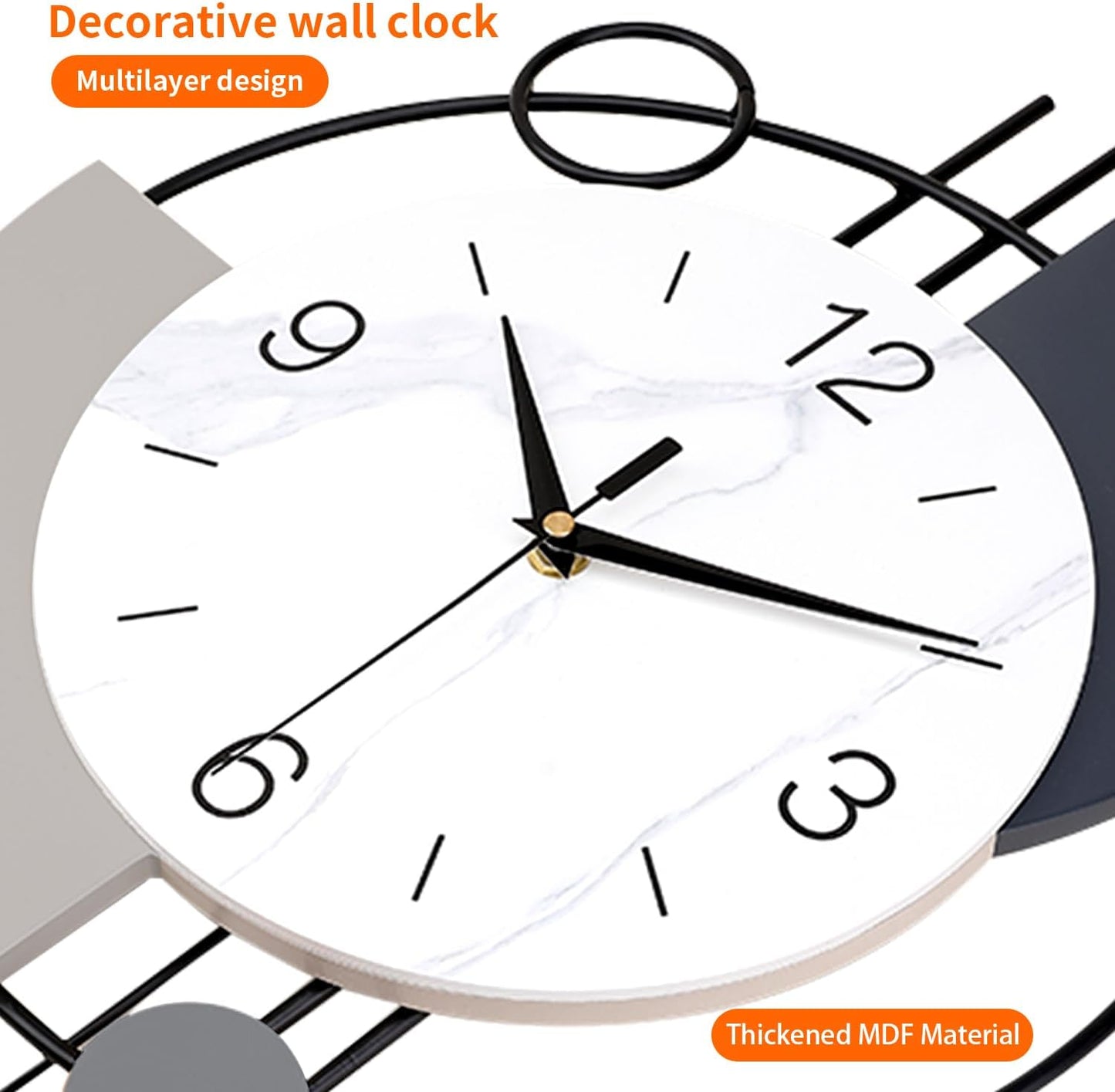 Decorative Pendulum Wall Clock - Silent, Battery Operated, Large Quartz Clock
