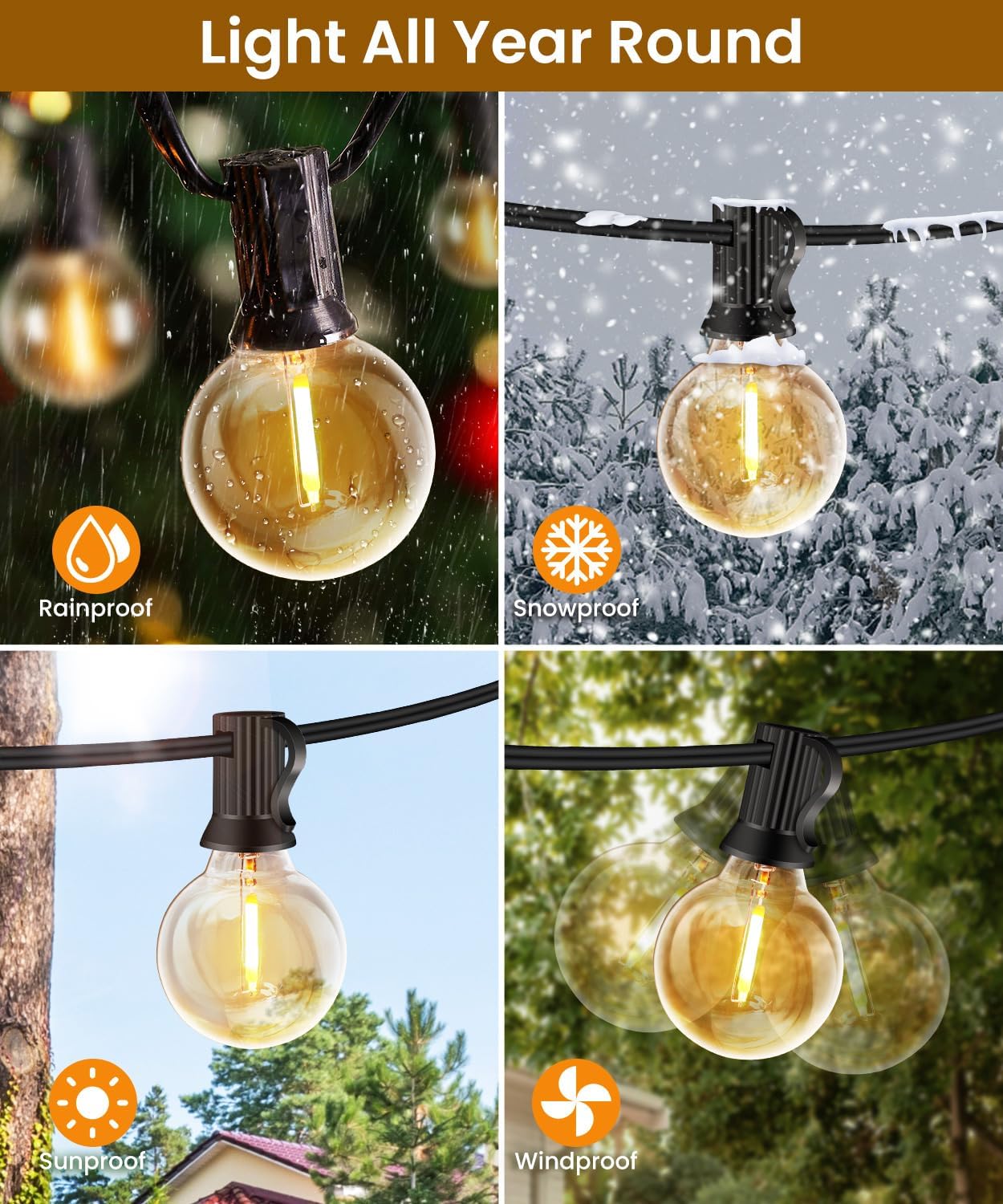 Seklin 20M Outdoor String Lights – 30+3 LED Shatterproof Waterproof Lights for Garden & Party