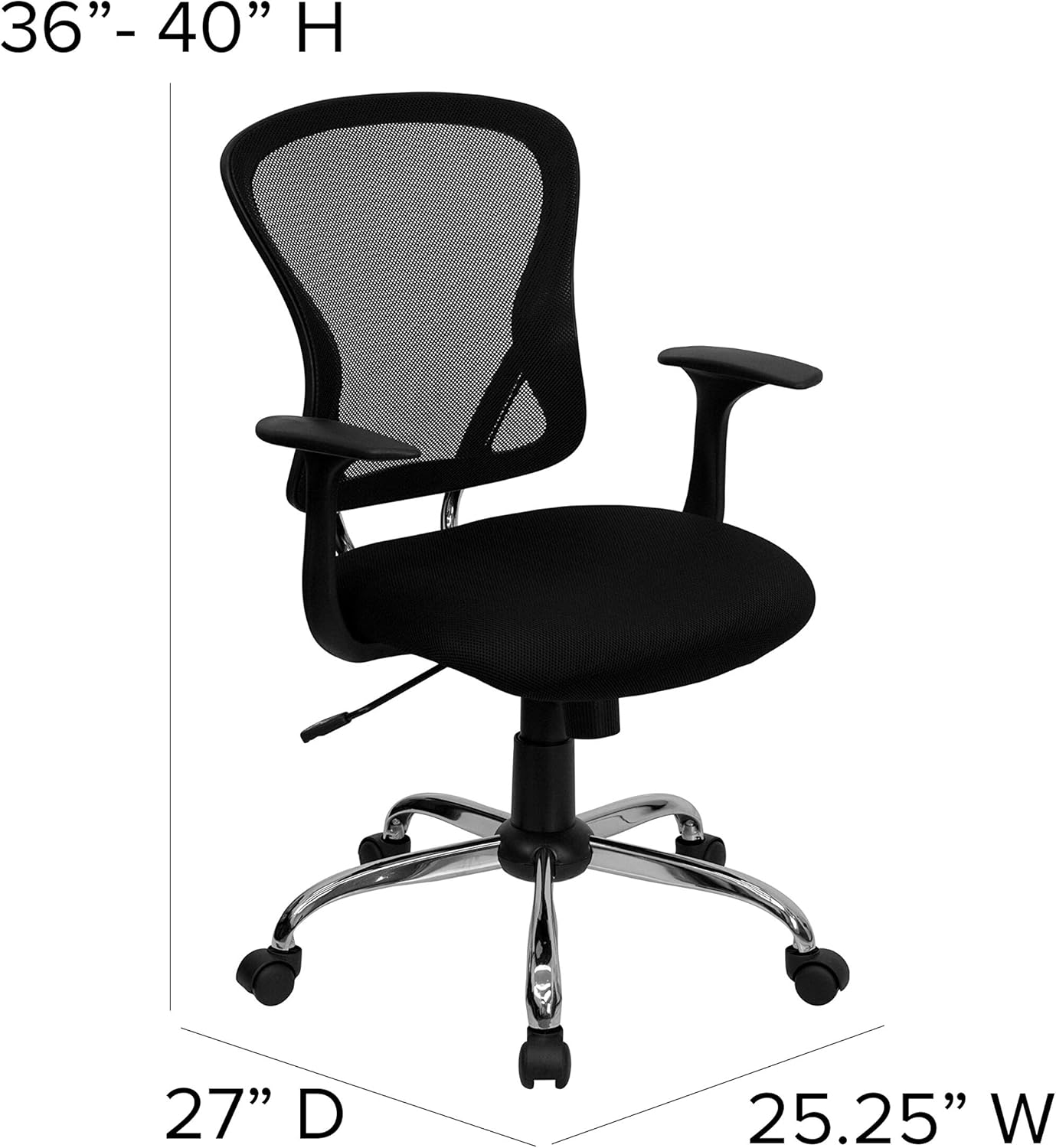 Flash Furniture Mid-Back Mesh Task Chair, Black, Chrome Base