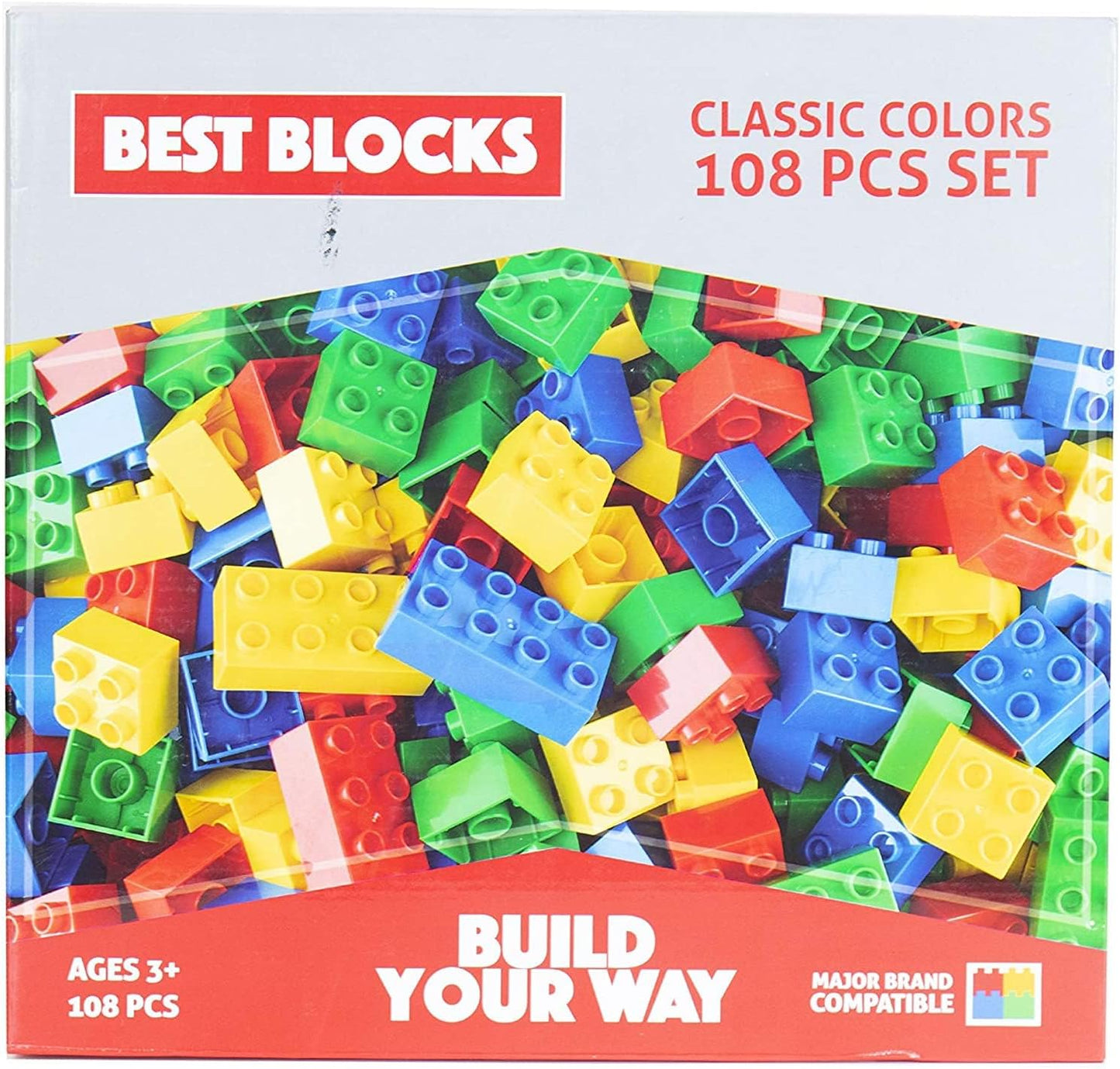 Large Building Block Set, 108 Pieces, Compatible with Major Brands, for Ages 3+