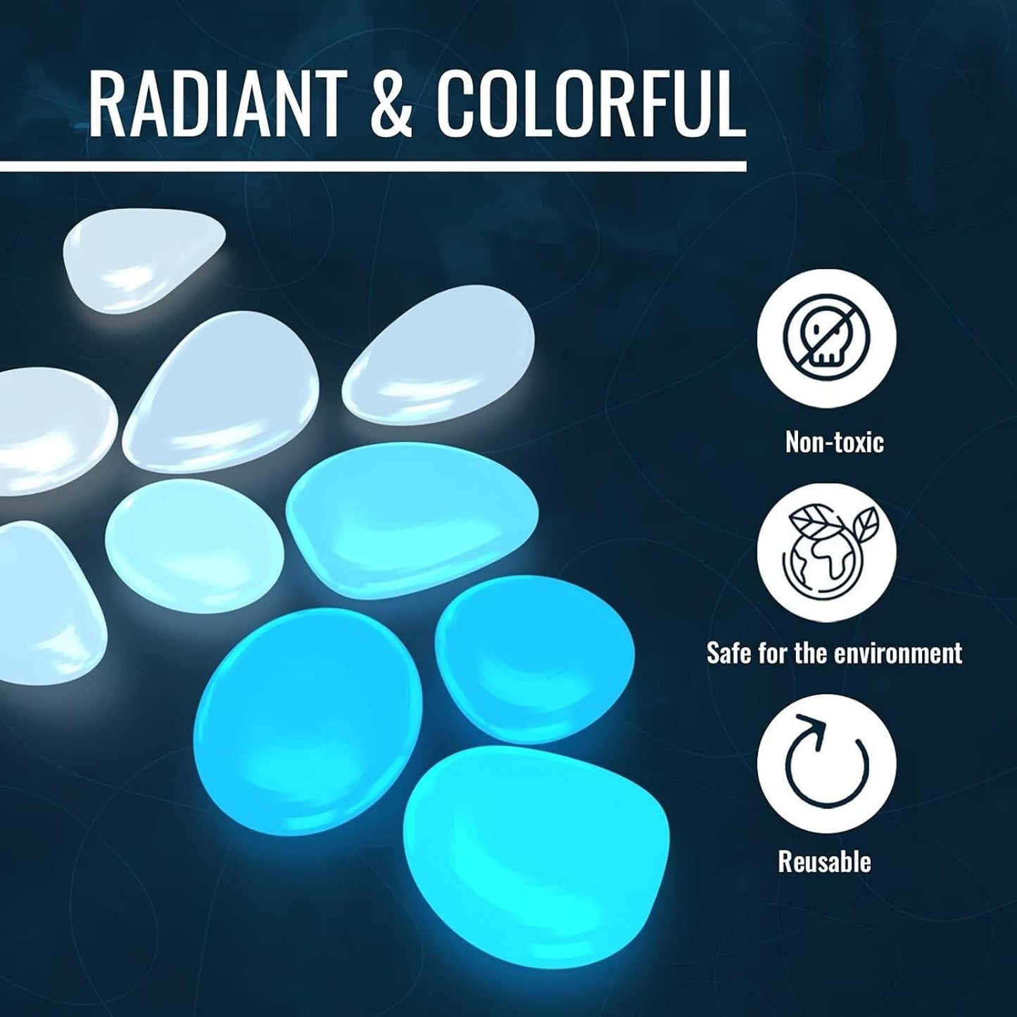 Graham Products Glow in the Dark Stones - 450 Pcs for Garden & Aquarium (White)