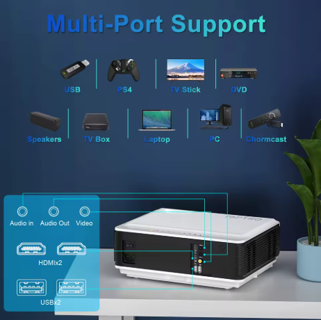 TOPTRO TR82 Projector 4K 7500L Native 1080P WiFi Projector Support 4K Home Theater Projector for iOS / Android/TV Stick