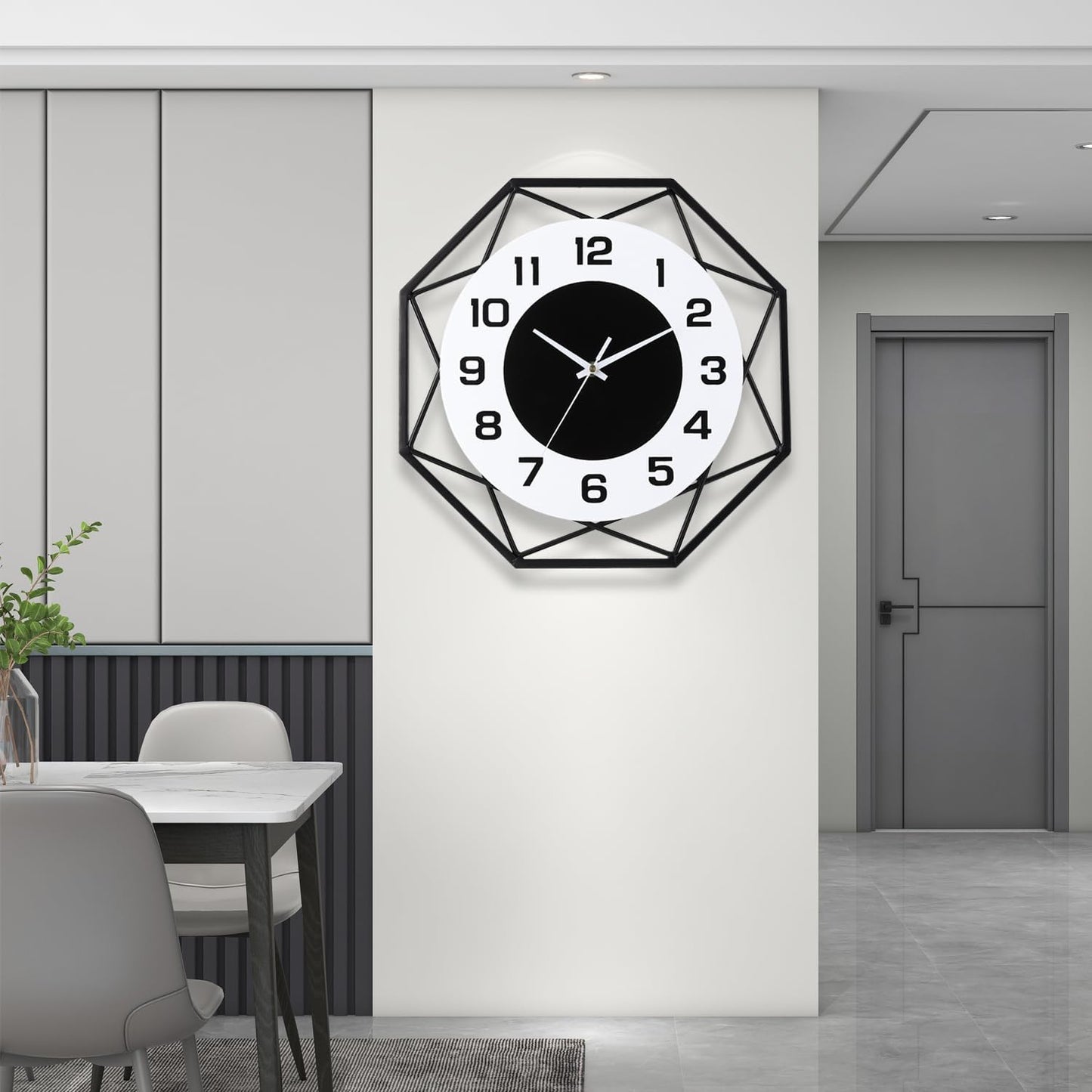 Modern Metal Large Wall Clock - Silent, Non-Ticking, Battery Operated