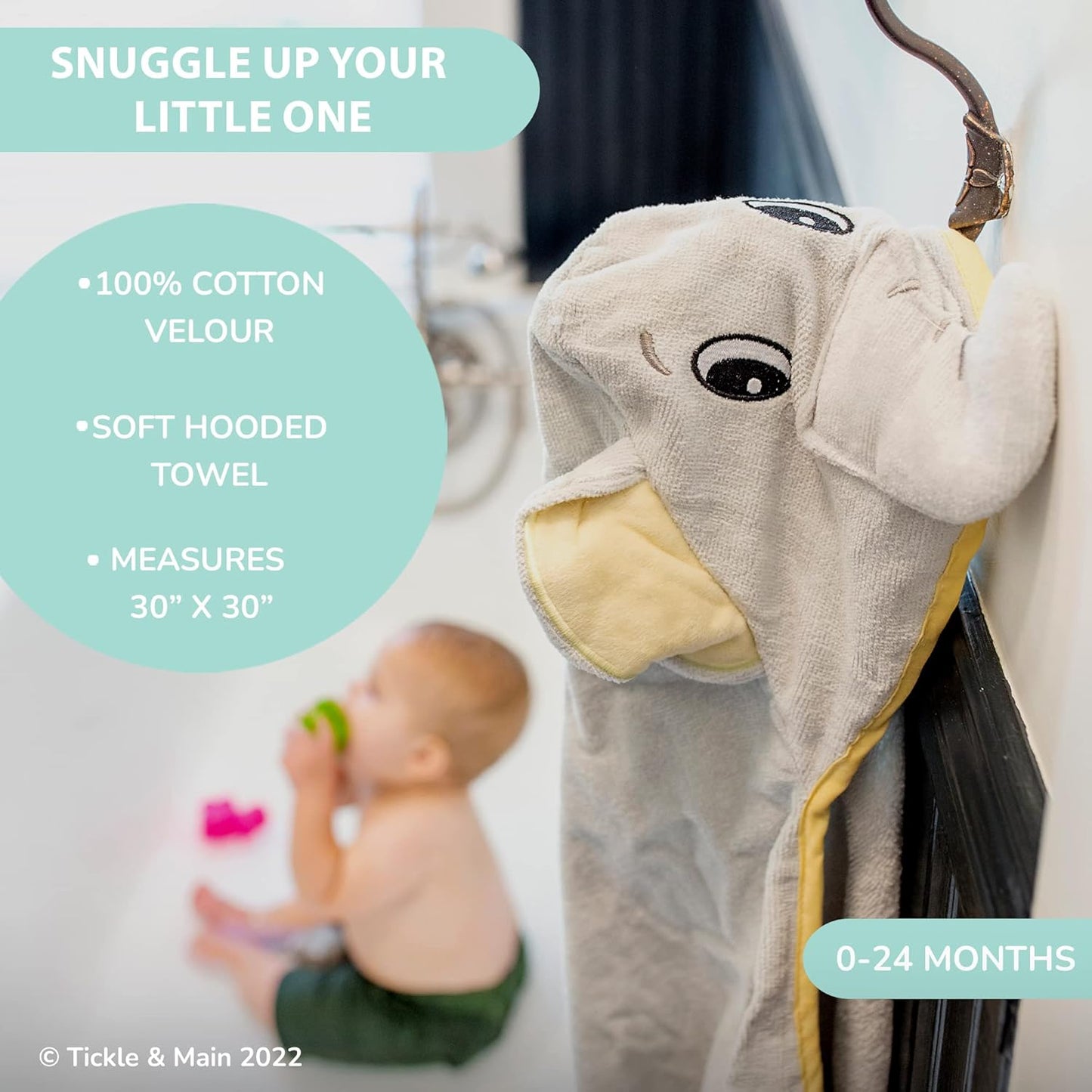 Tickle & Main Rub-a-Dub 5-Piece Bath Set with Elephant Towel & Safari Toys