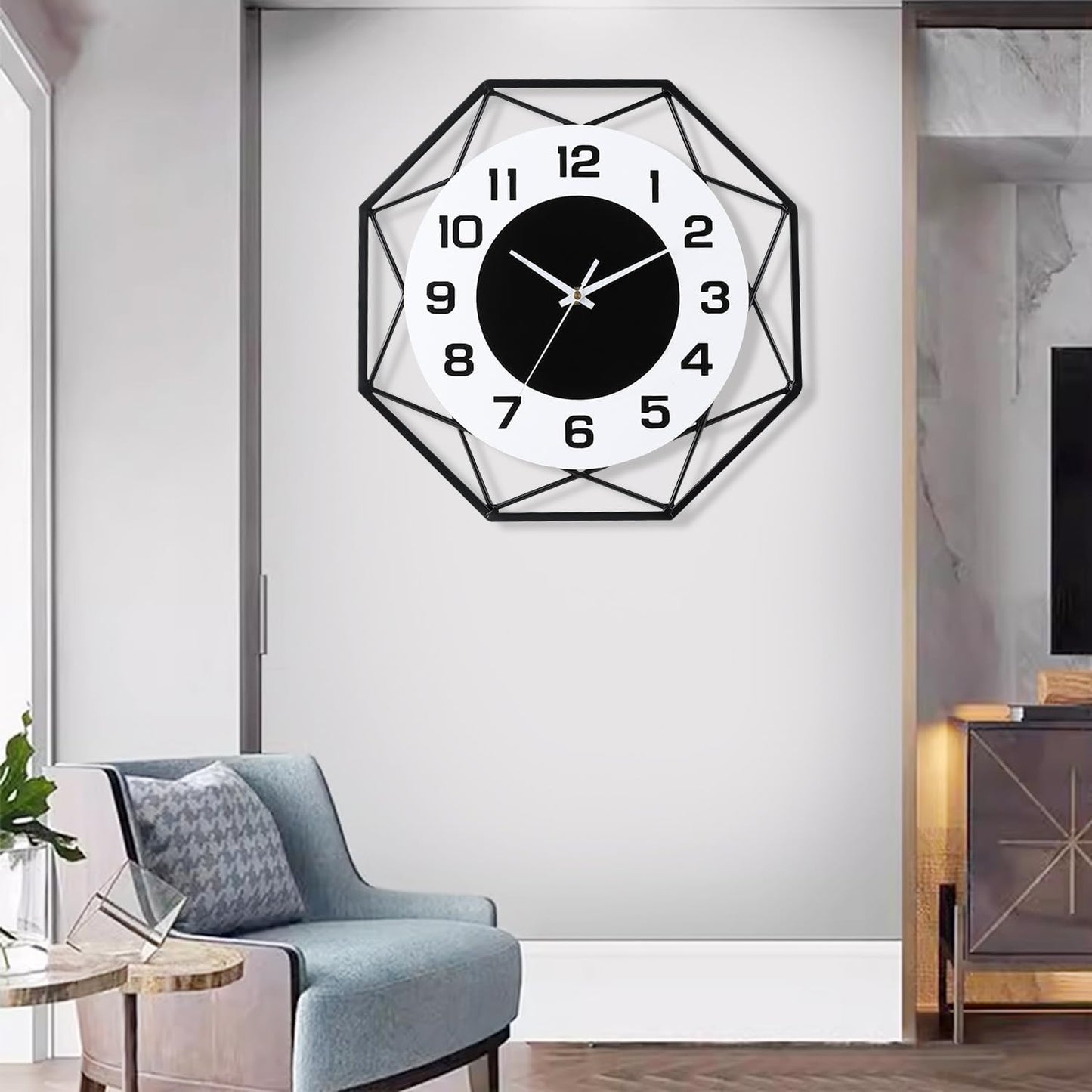 Modern Metal Large Wall Clock - Silent, Non-Ticking, Battery Operated