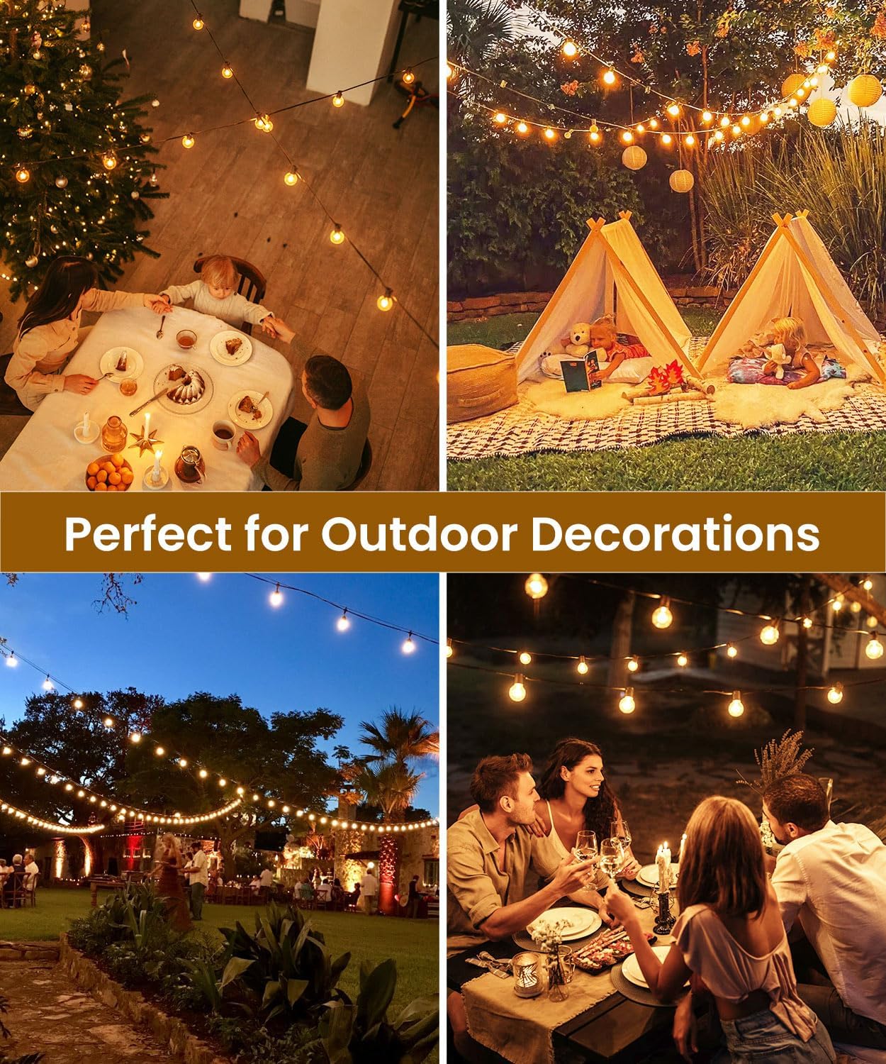 Seklin 20M Outdoor String Lights – 30+3 LED Shatterproof Waterproof Lights for Garden & Party
