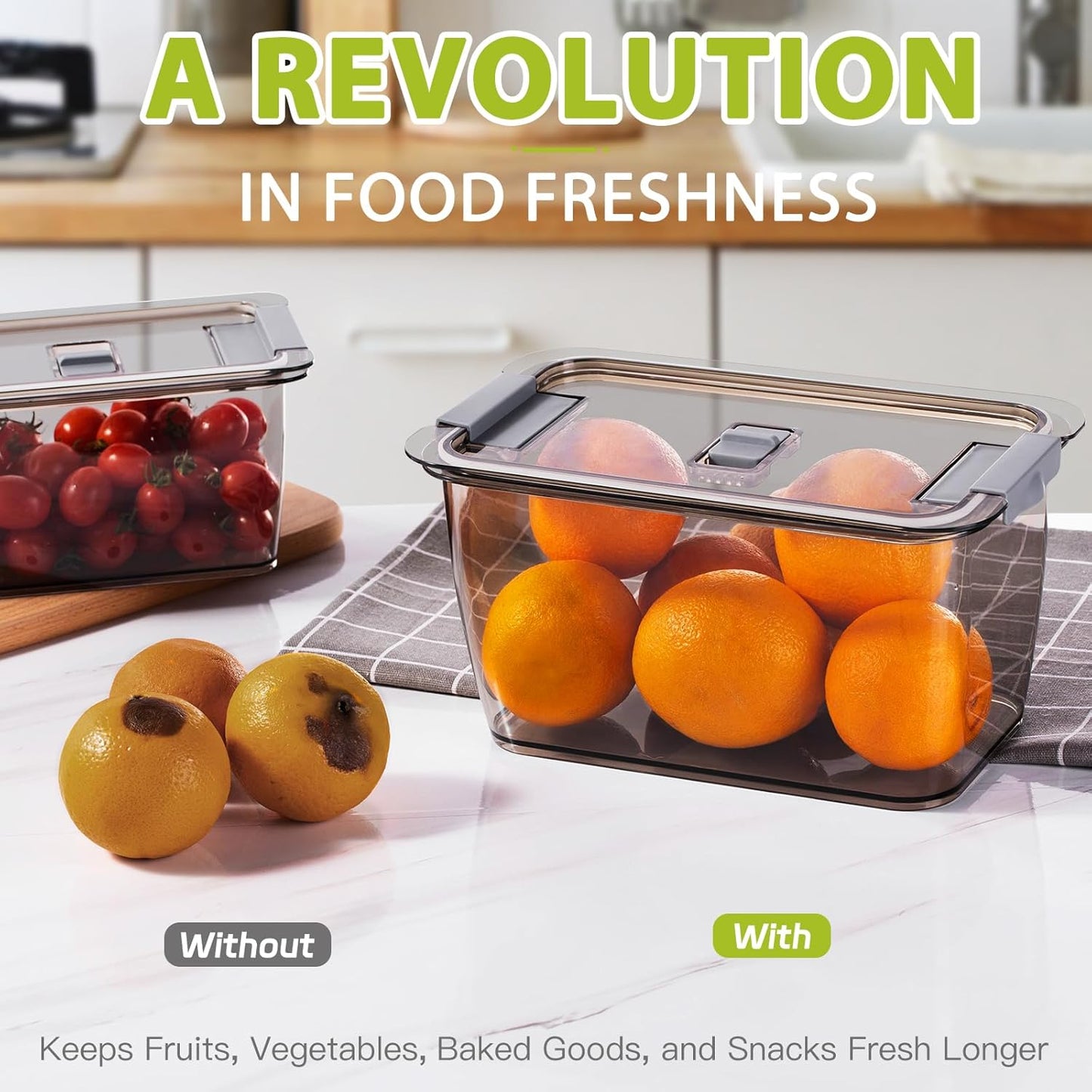 Luxear 3-Pack Fresh Food Storage Containers for Fridge - BPA-Free with Vents for Fruits & Vegetables