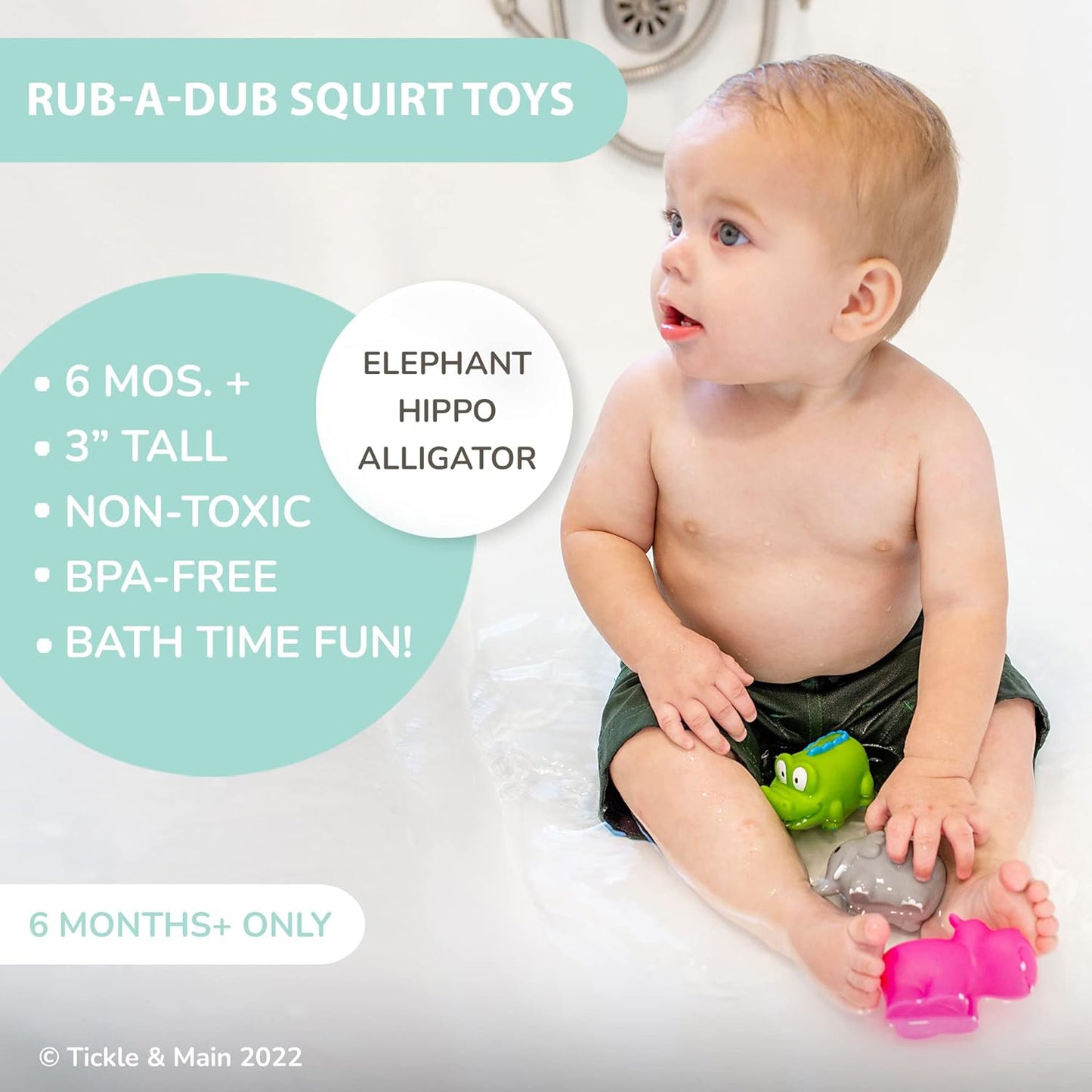 Tickle & Main Rub-a-Dub 5-Piece Bath Set with Elephant Towel & Safari Toys