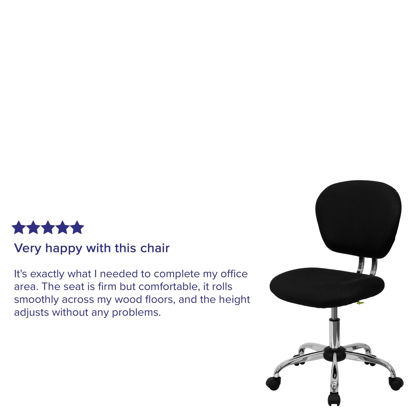 Mid-Back Black Mesh Padded Task Office Chair