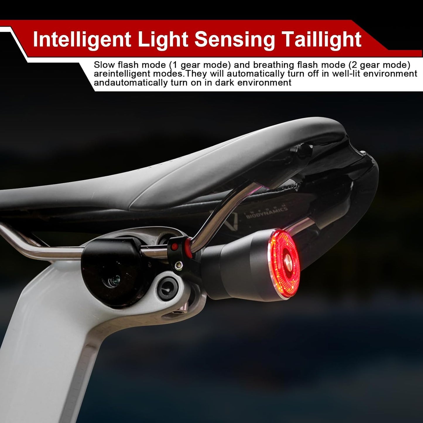EBUYFIRE USB Rechargeable Smart Bike Tail Light with Brake Sensing, High-Intensity LED