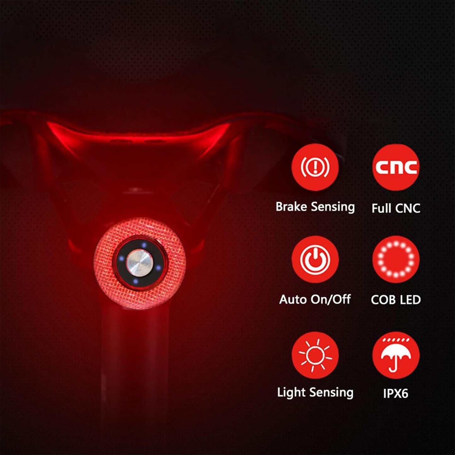 EBUYFIRE USB Rechargeable Smart Bike Tail Light with Brake Sensing, High-Intensity LED
