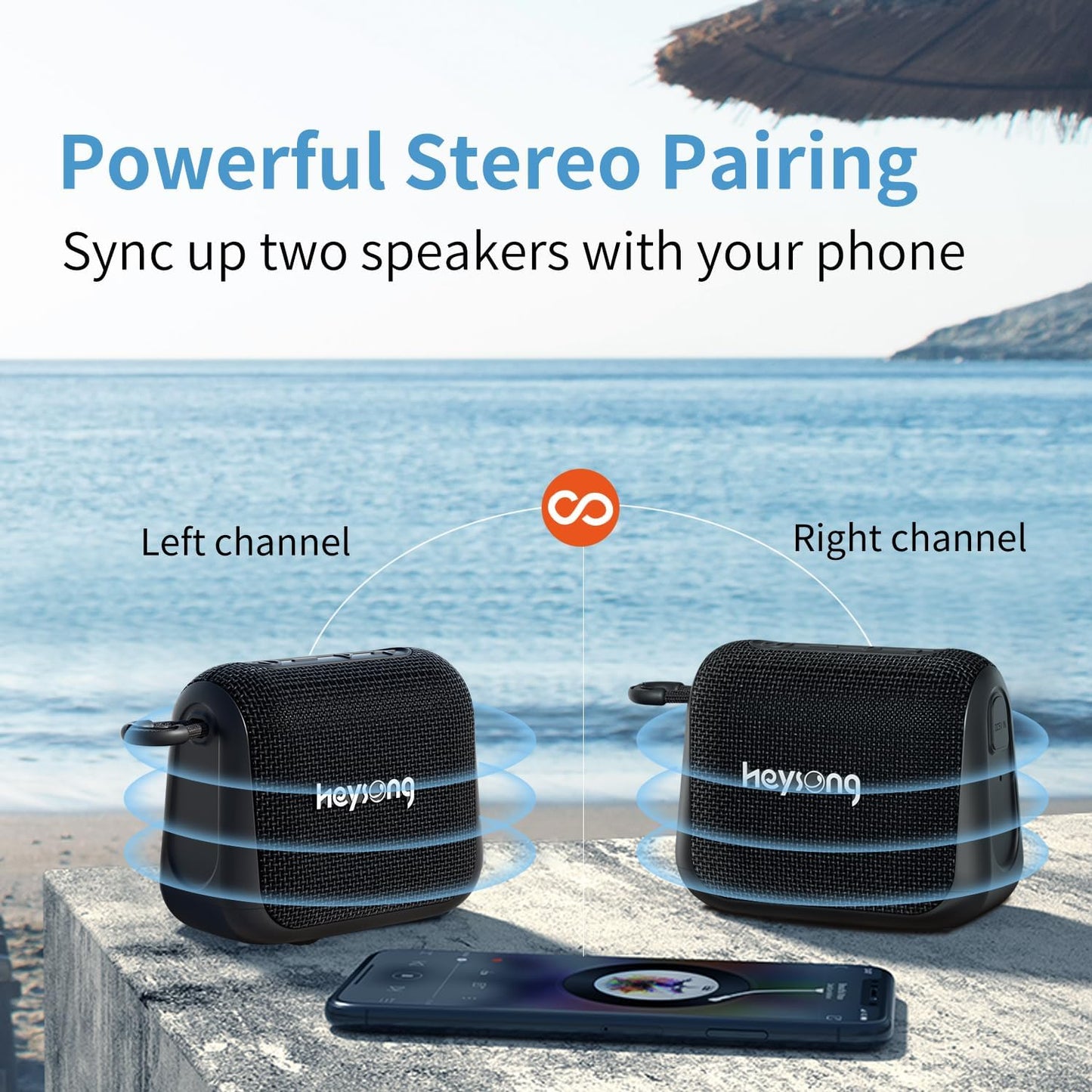 HEYSONG IPX7 Waterproof Bluetooth Speaker, 24-Hour Playtime