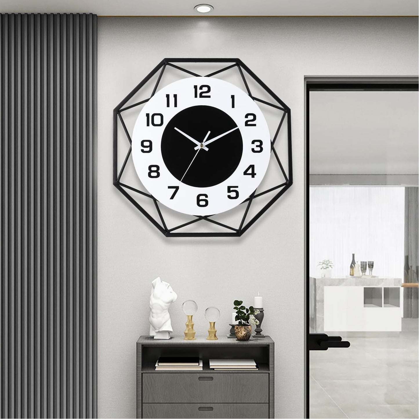 Modern Metal Large Wall Clock - Silent, Non-Ticking, Battery Operated