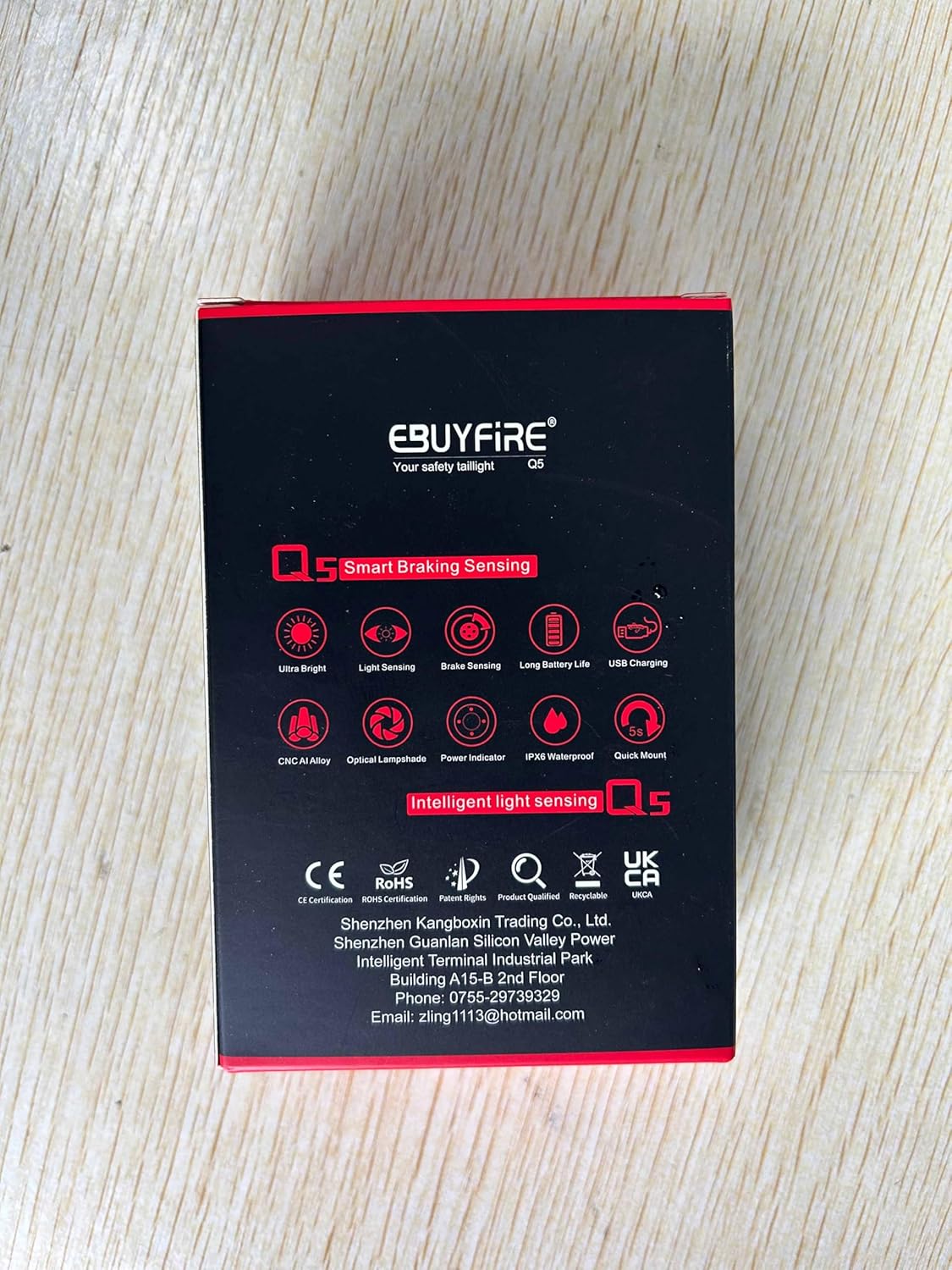 EBUYFIRE USB Rechargeable Smart Bike Tail Light with Brake Sensing, High-Intensity LED