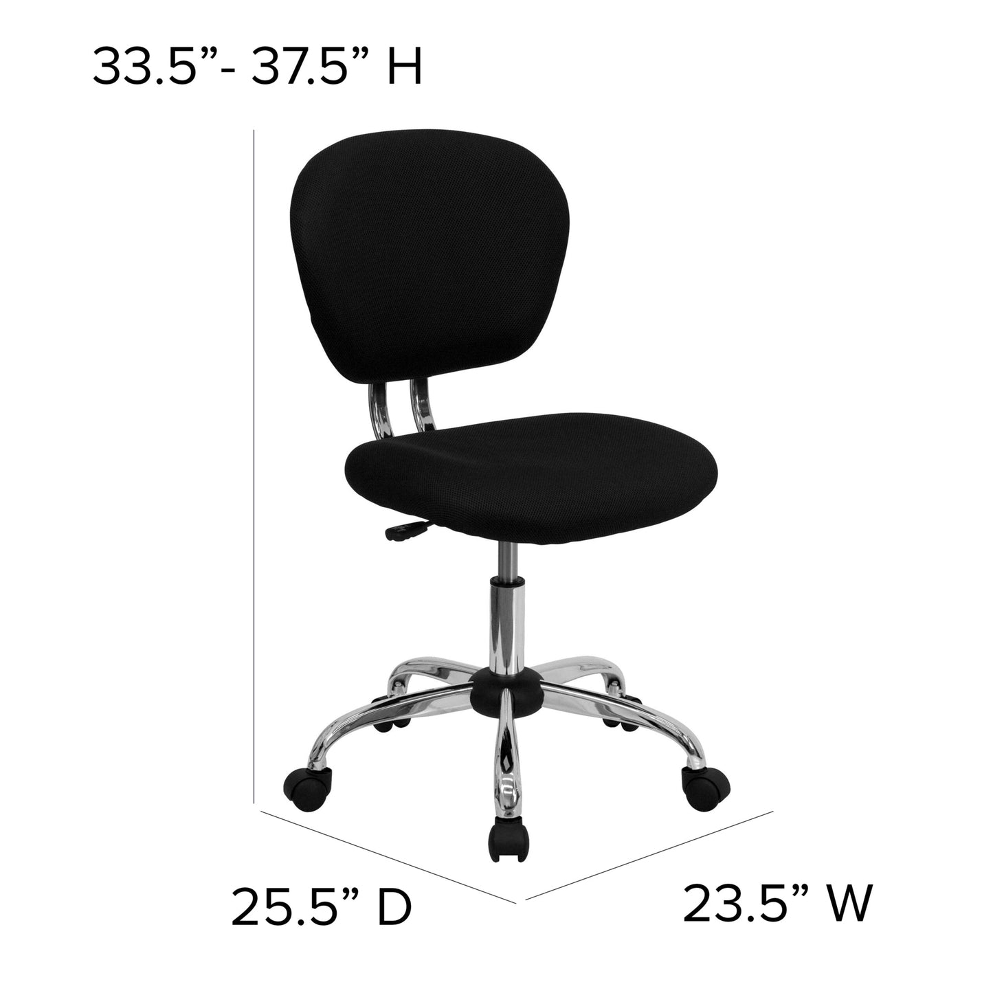 Mid-Back Black Mesh Padded Task Office Chair