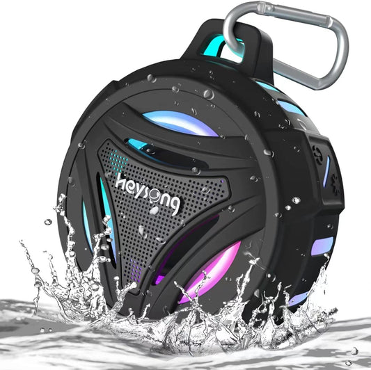 HEYSONG Waterproof Bluetooth Speaker | 36H Playtime, LED Lights, Deep Bass, IP67