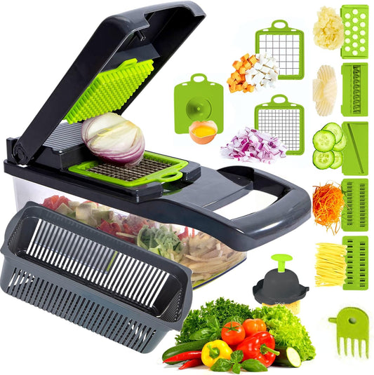 Multifunctional Vegetable Chopper with 7 Blades and Accessories