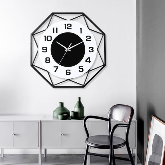 Modern Metal Large Wall Clock - Silent, Non-Ticking, Battery Operated