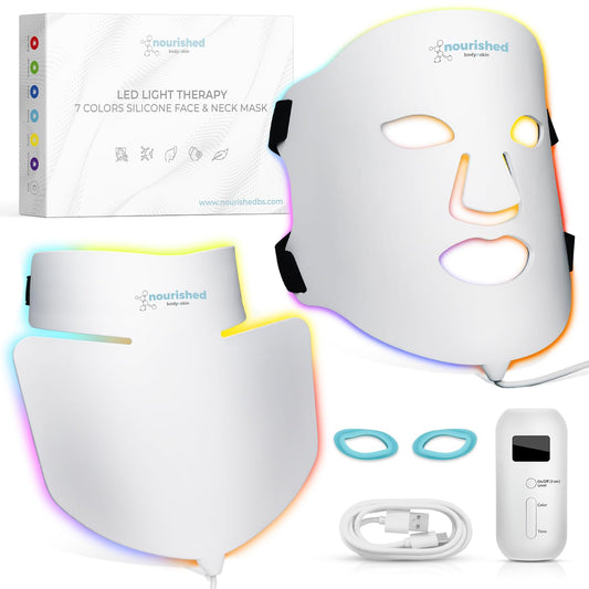 Nourished Body&skin LED Face & Neck Mask - 7 Colours for Anti-Aging & Rejuvenation