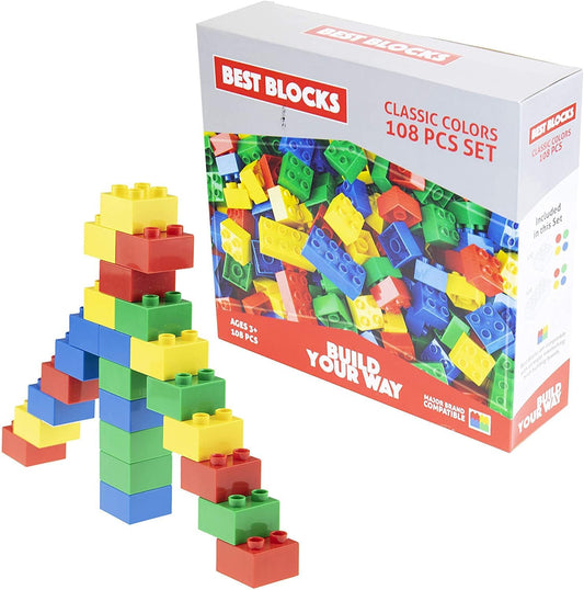 Large Building Block Set, 108 Pieces, Compatible with Major Brands, for Ages 3+