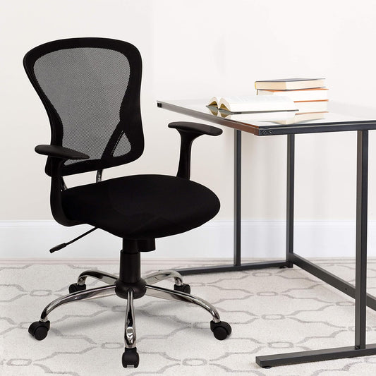 Flash Furniture Mid-Back Mesh Task Chair, Black, Chrome Base
