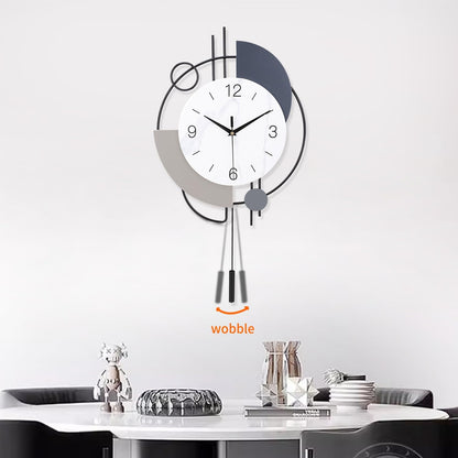 Decorative Pendulum Wall Clock - Silent, Battery Operated, Large Quartz Clock