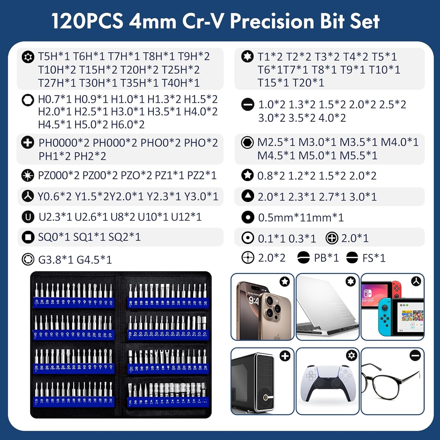 XOOL 200-Piece Precision Screwdriver Kit - Magnetic Screwdrivers for Electronic Repair, Compatible with PC, Laptop, iPhone, Tablet