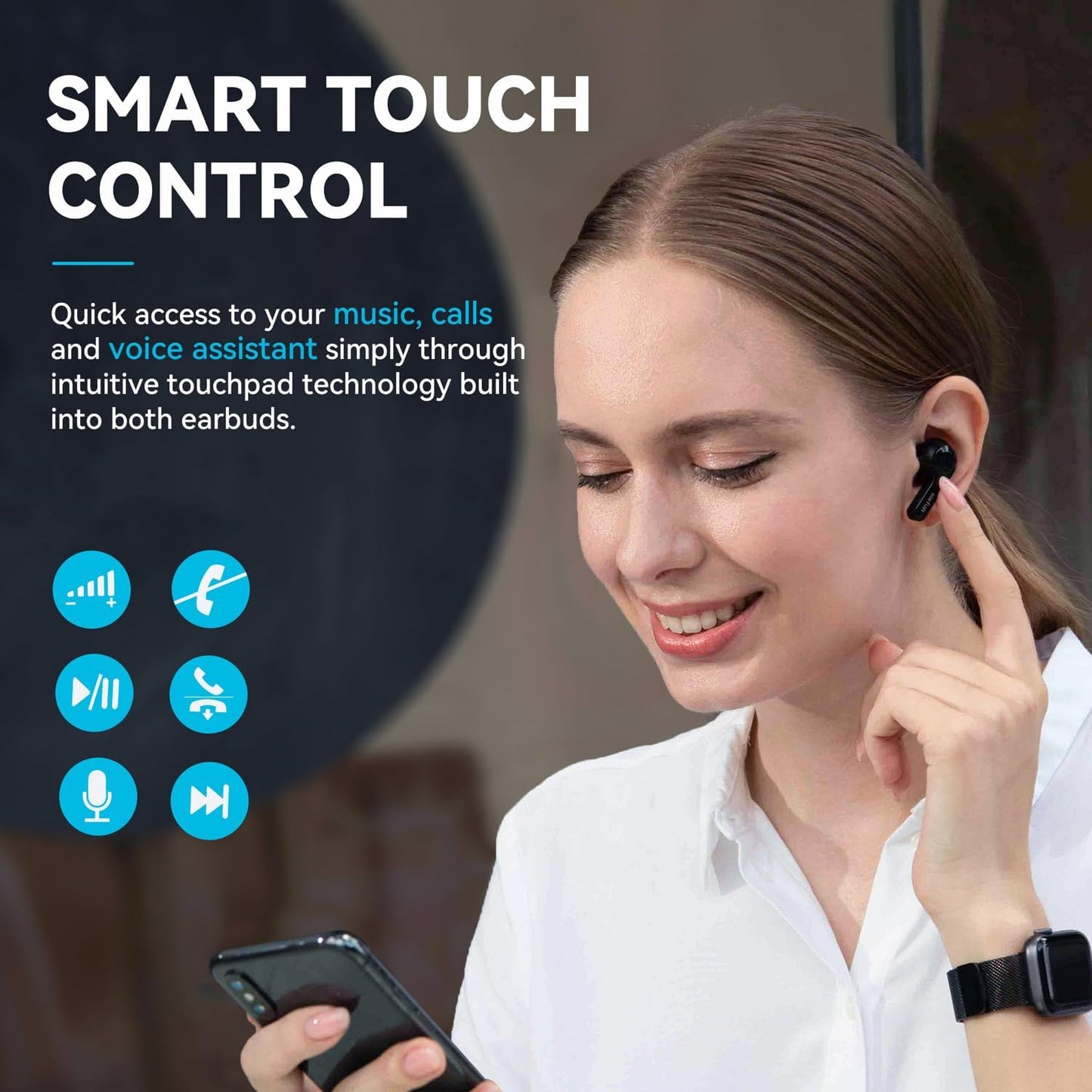 EarFun Wireless Earbuds – Bluetooth In-Ear Headphones with 4 Mics ENC, IPX7 Waterproof, Clear Sound & Deep Bass