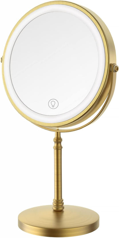 Rechargeable 8" Lighted Makeup Mirror – 1x/10x Magnification, 3 Colors & Touch Control