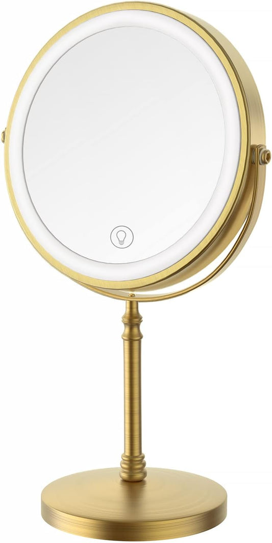 Rechargeable 8" Lighted Makeup Mirror – 1x/10x Magnification, 3 Colors & Touch Control