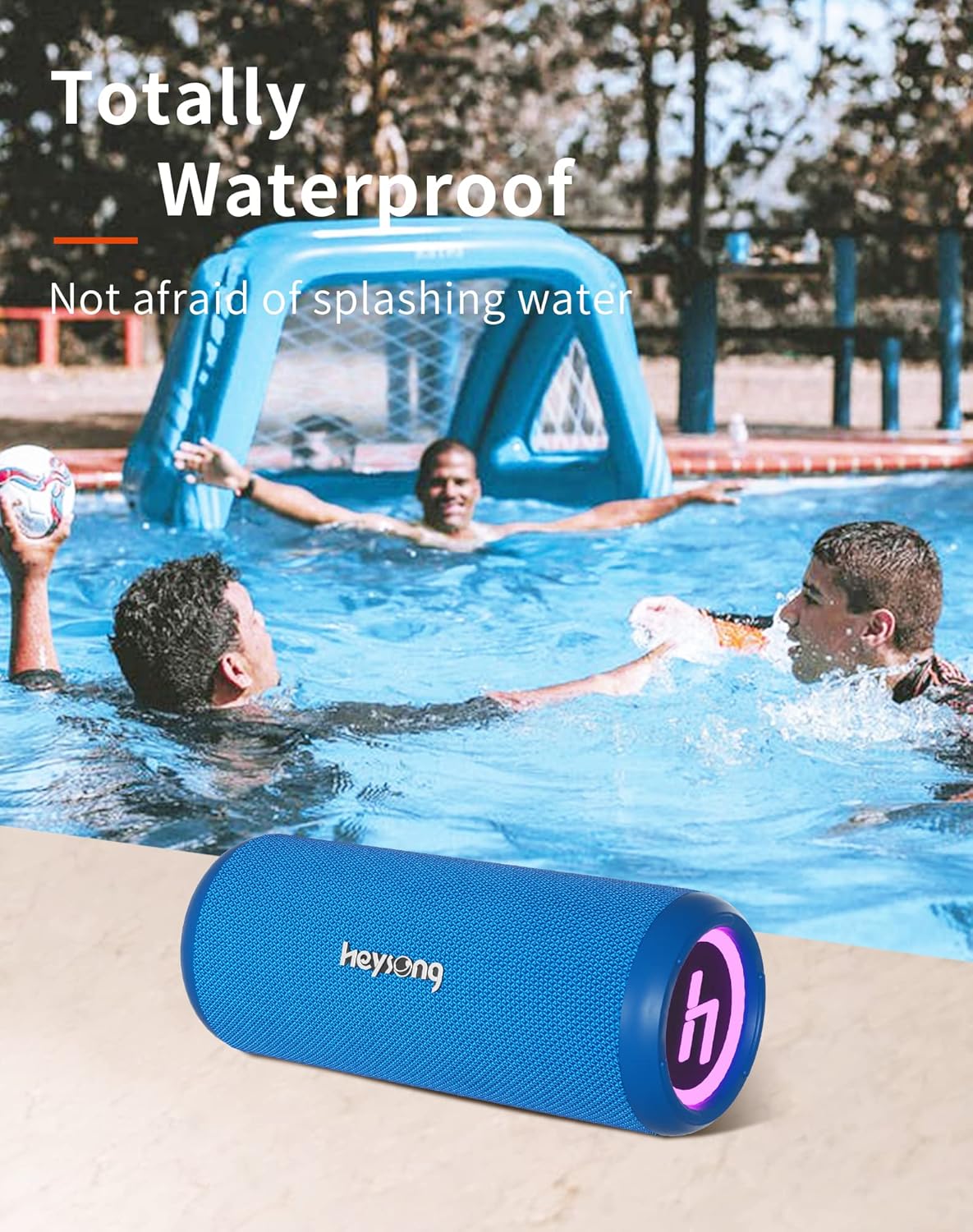HEYSONG Bluetooth Speaker – Waterproof, 20W Sound, LED Lights, TF Card & USB Playback, Perfect for Outdoor Adventures
