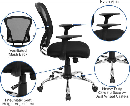 Flash Furniture Mid-Back Mesh Task Chair, Black, Chrome Base