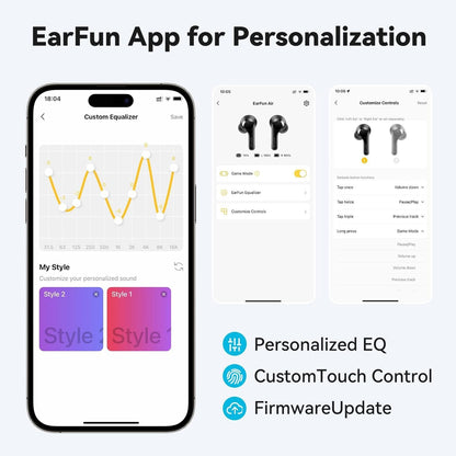 EarFun Wireless Earbuds – Bluetooth In-Ear Headphones with 4 Mics ENC, IPX7 Waterproof, Clear Sound & Deep Bass