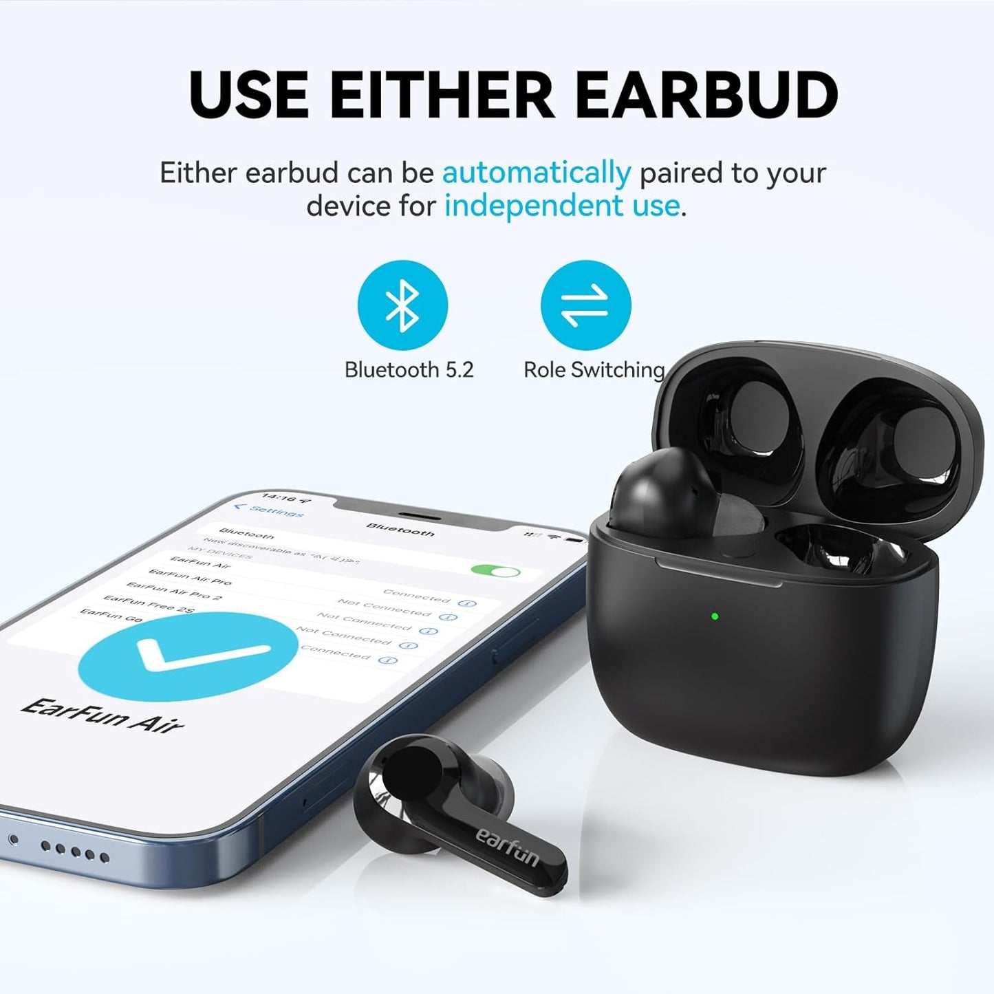 EarFun Wireless Earbuds – Bluetooth In-Ear Headphones with 4 Mics ENC, IPX7 Waterproof, Clear Sound & Deep Bass