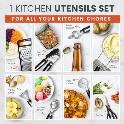 RFAQK 40PC Silicone Kitchen Utensils Set with Holder – Heat Resistant & BPA Free