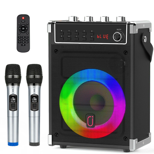 JYX 69BT Portable Karaoke Machine with 2 Wireless Microphones