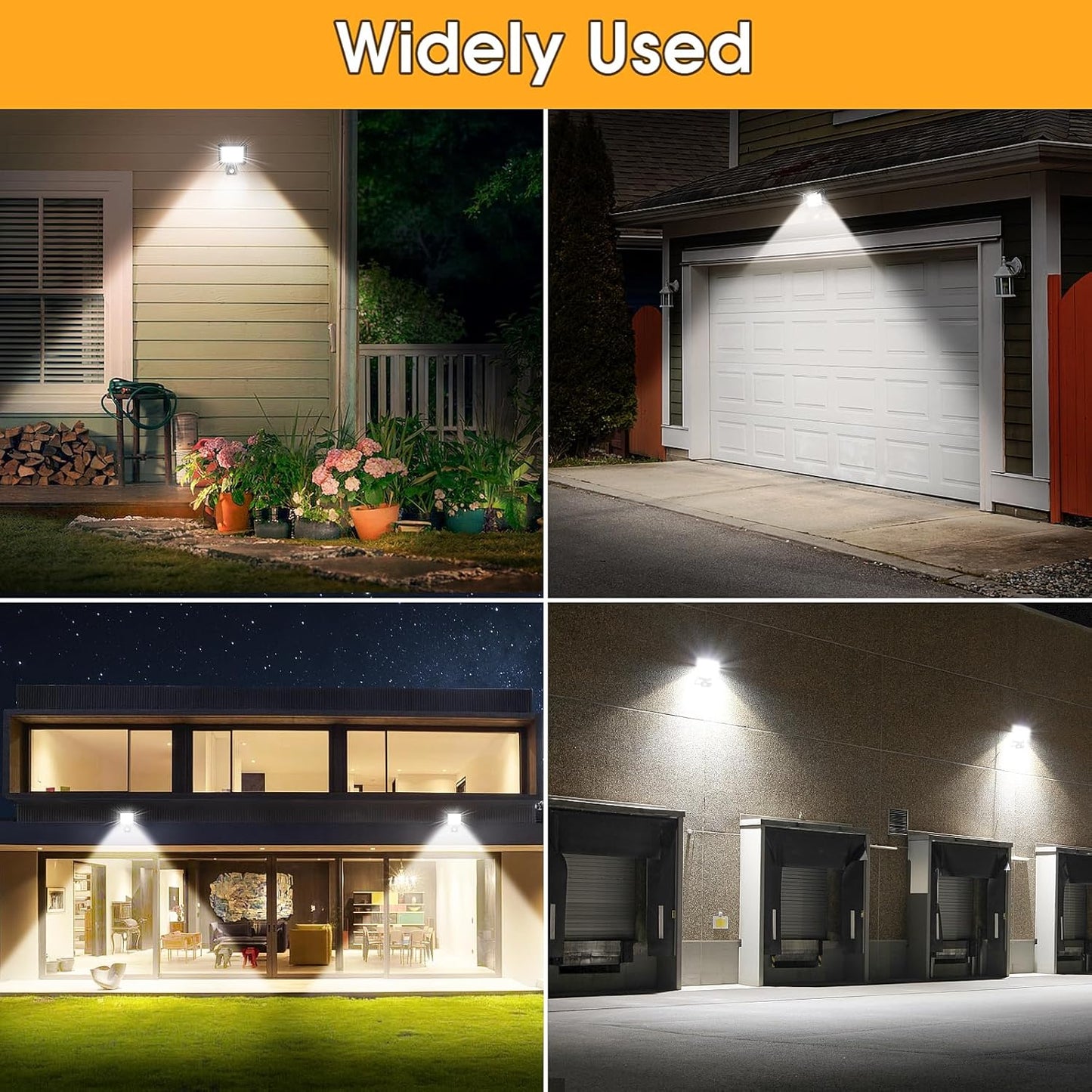 FGRYB 2Pcs 30W LED Motion Sensor Security Lights - IP65 Waterproof Outdoor Floodlight