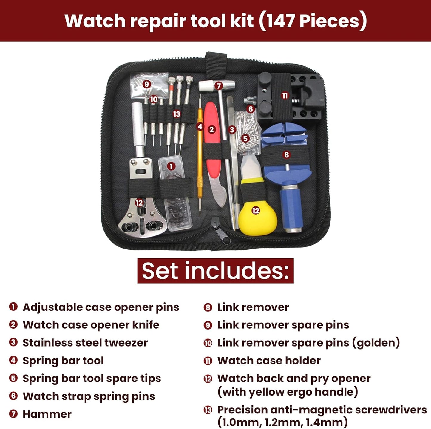Professional Watch Repair Kit – 147-Piece Tool Set