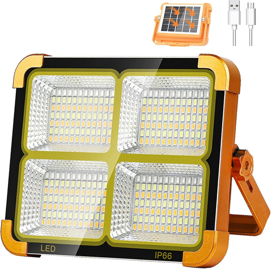 Rechargeable LED Work Light with Solar Panel, 5 Lighting Modes