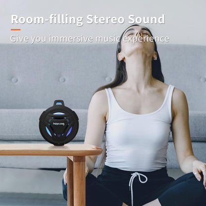 HEYSONG Waterproof Bluetooth Speaker | 36H Playtime, LED Lights, Deep Bass, IP67