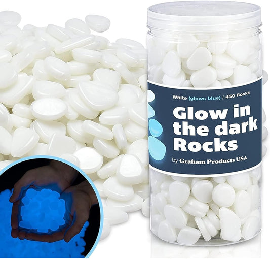 Graham Products Glow in the Dark Stones - 450 Pcs for Garden & Aquarium (White)